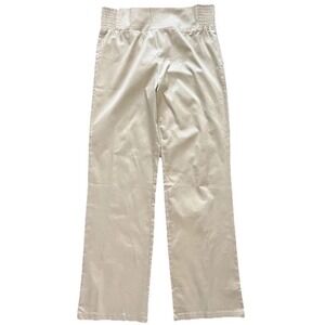 Dynashape Maternity Pants Large Elastic On The Sides Khaki Tan 32" Inseam NWT